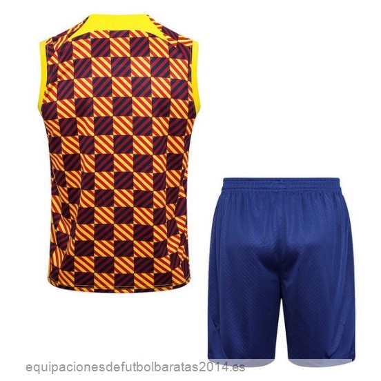 Nuevo Entrenamiento Sin Mangas Conjunto Completo Barcelona 23/24 Naranja Azul Baratas